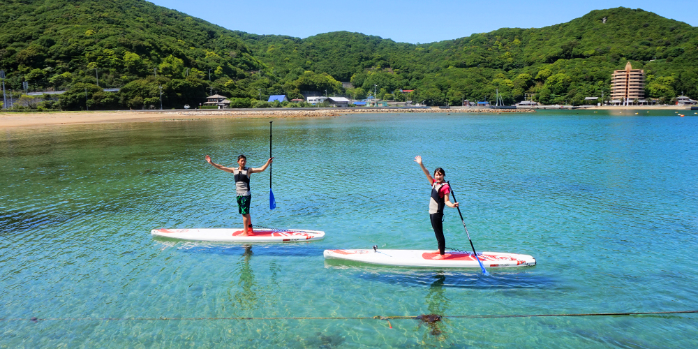 瀬戸内海 小豆島の海でsup体験 海がすぐ目の前のプライベートビーチ付きリゾートホテル シータイガーアイランドイン小豆島