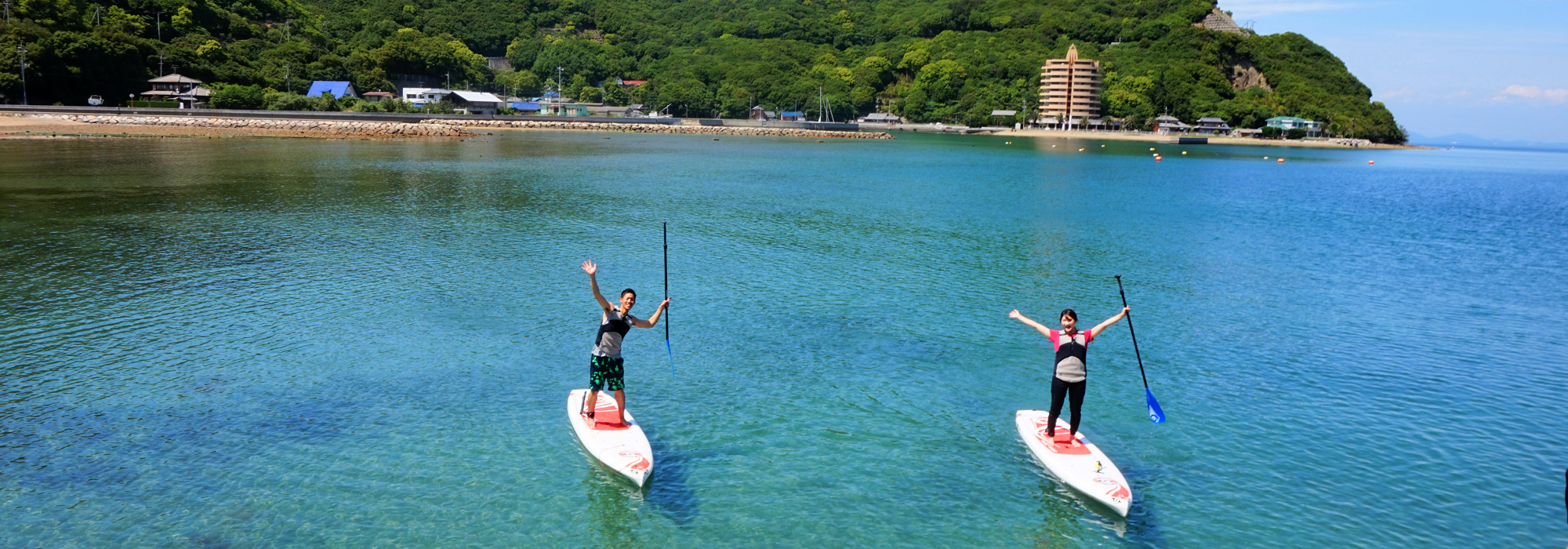 瀬戸内海の小豆島の透明度の高い海でSUP体験をして最高なひとときを