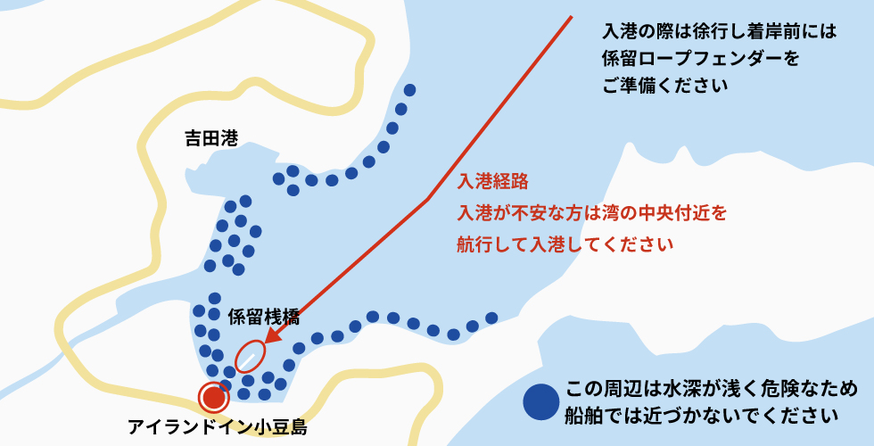 シータイガーアイランドイン小豆島のある吉田港の入港の際の注意点